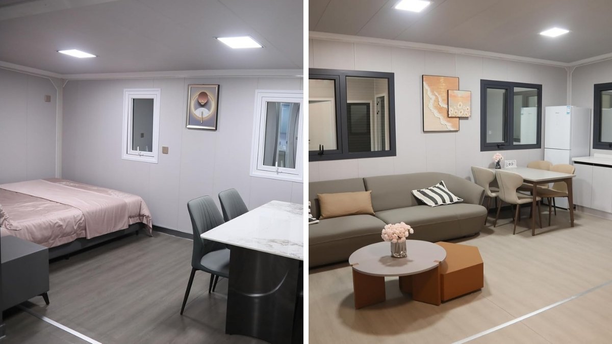 Sleek Monochrome & Marble Haven - A Customizable Prefab Retreat interior