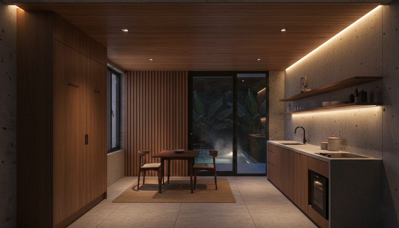The Bali Villa — Tropical Brutalist interior