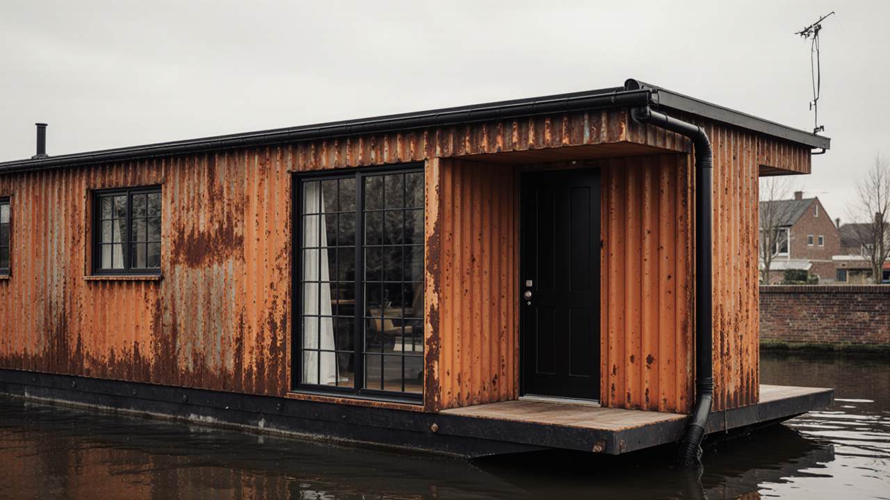 Weathered Steel Sanctuary – A Floating Industrial Studio