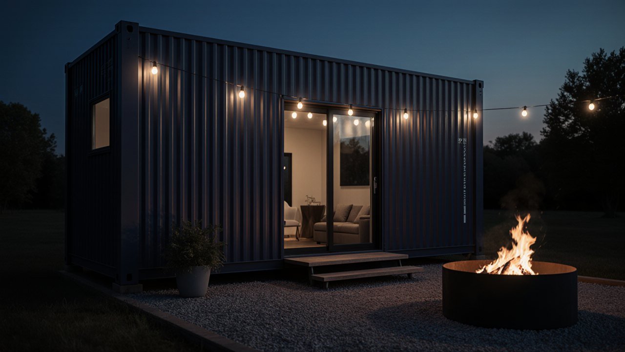 Twilight Steel and Timber Retreat — Eco-Industrial Container Living