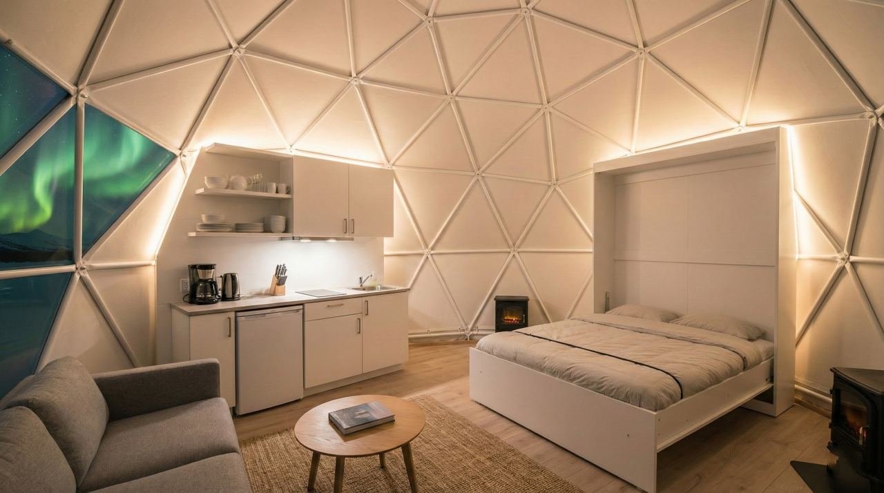 The Glass Igloo Geodesic Dome interior