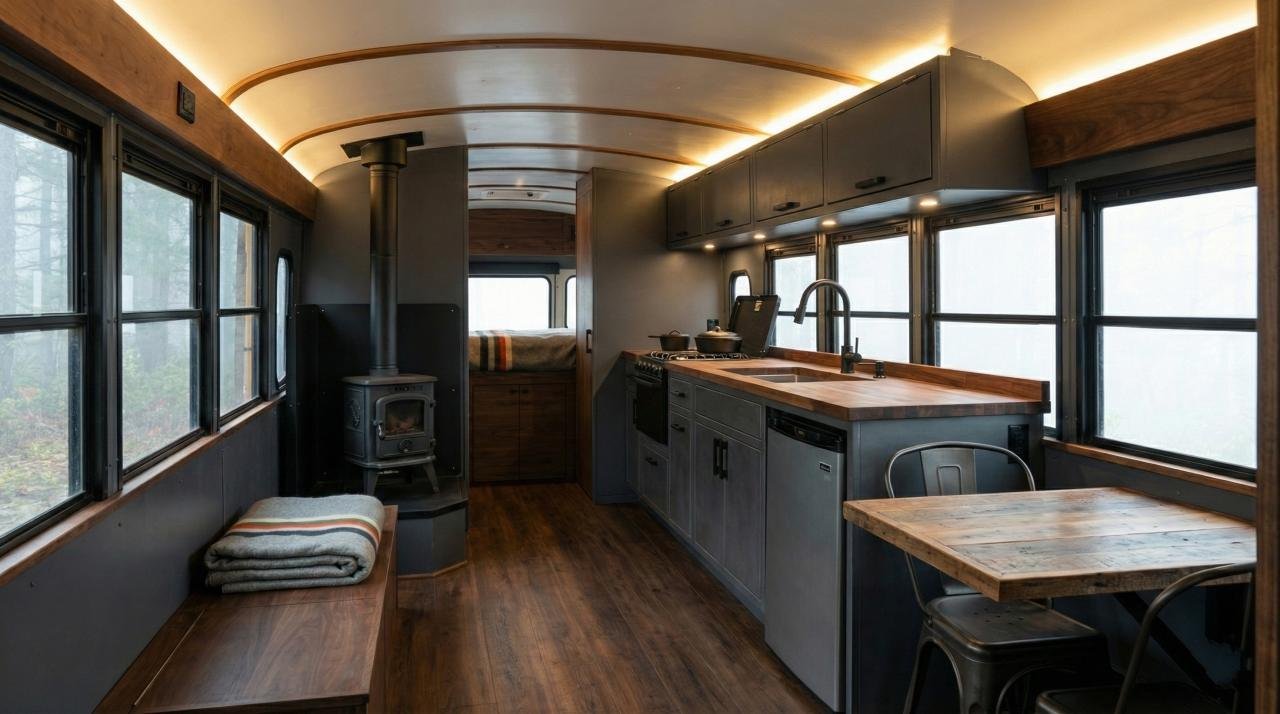 Rugged Slate and Butcher Block Bistro - An Industrial Culinary Escape interior