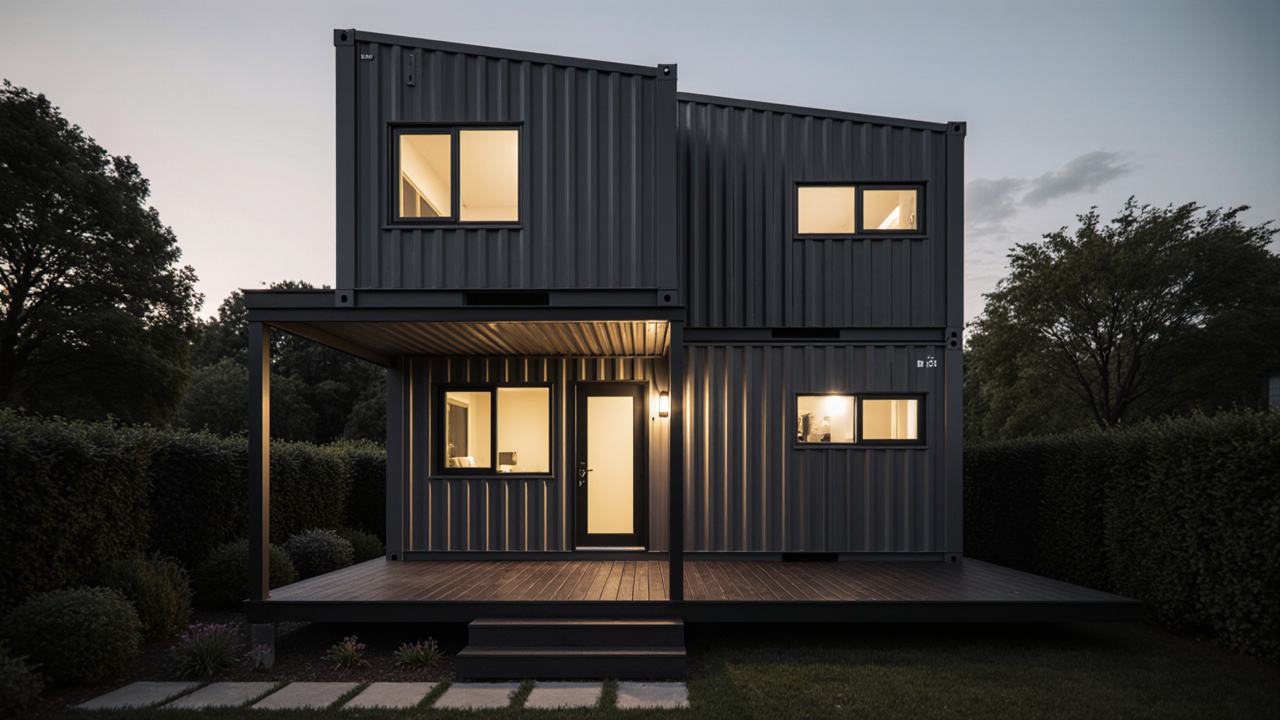 Industrial Noir Container Home – The Matte Black Stack Experience