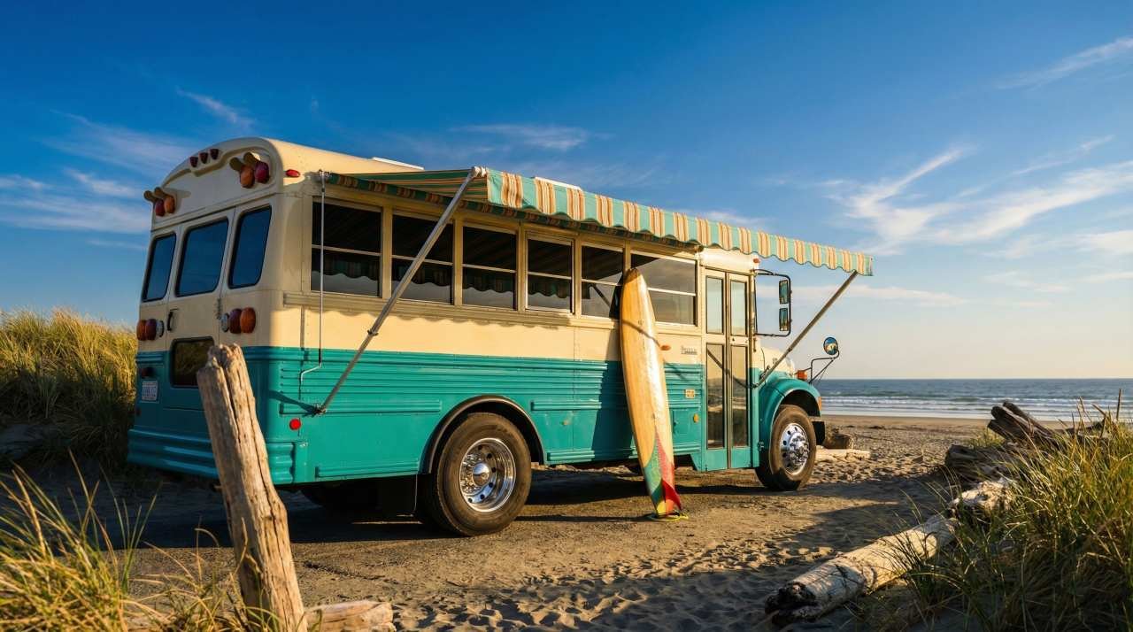 Turquoise and Cream Beachside Diner – A Retro Mobile Kitchen Revival