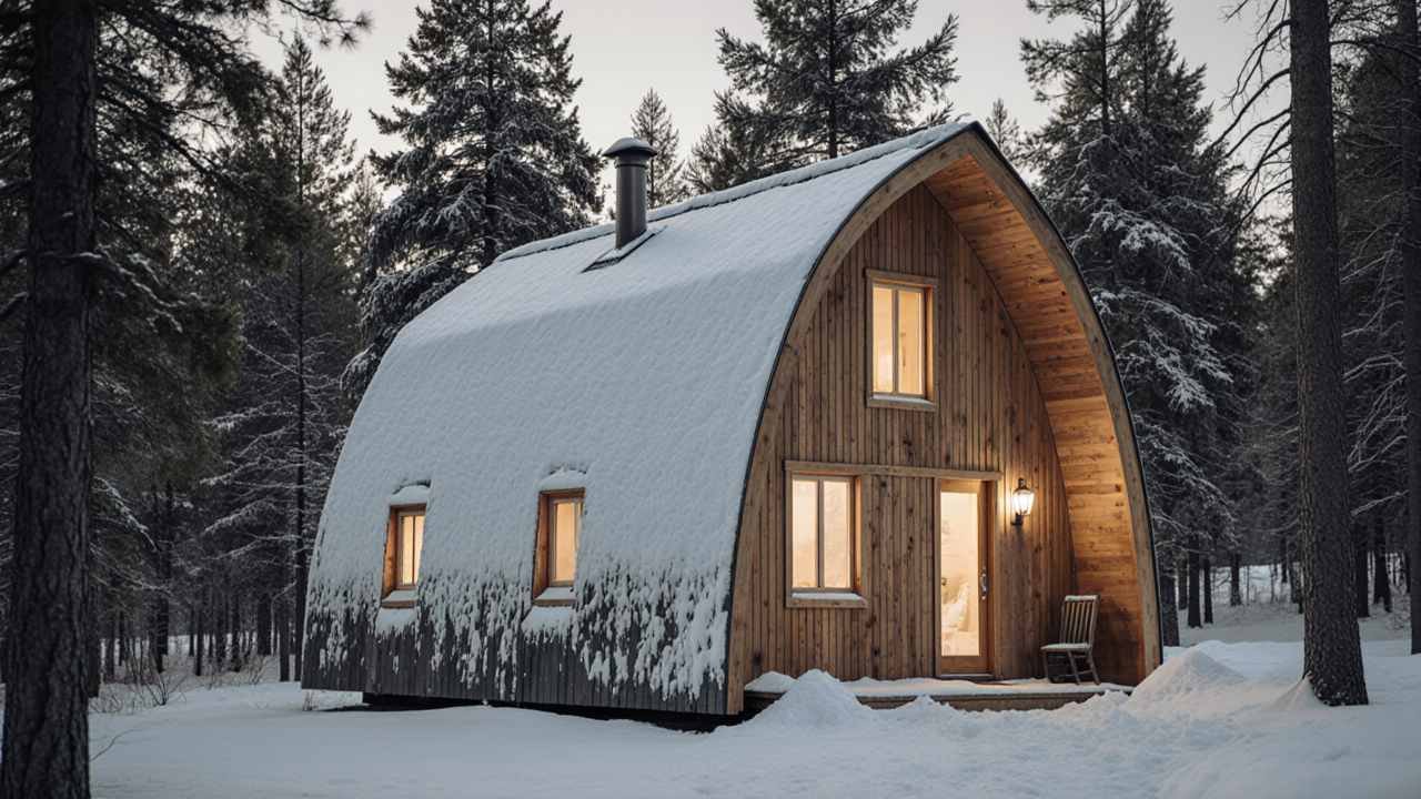 Reclaimed Wood & Arched Sanctuary – The Nordic Longhouse Micro-Edition