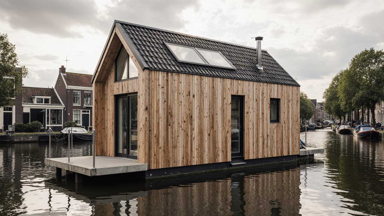 Honey-Toned Timber Houseboat – A Floating Nordic Split Retreat