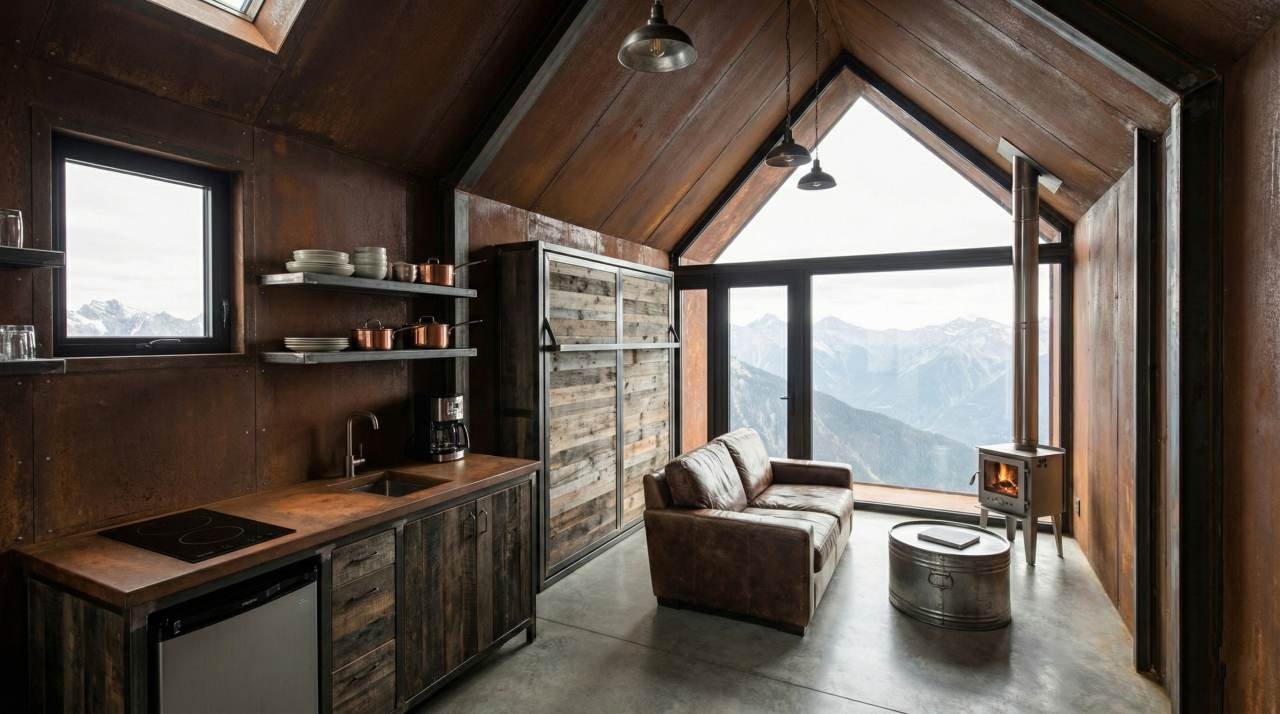 The Permafrost Prow Cantilevered Cabin interior