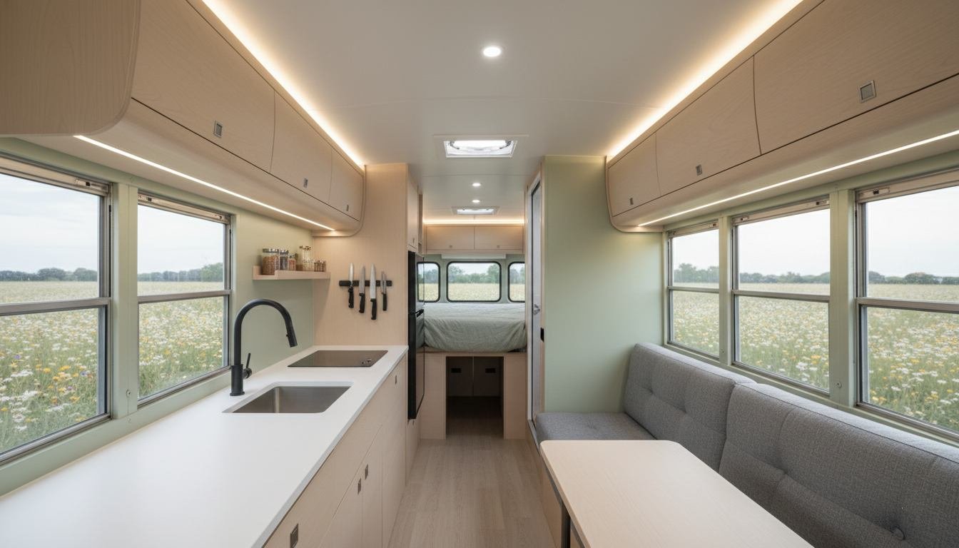 The Retro-Recovery Bus (Nostalgic Comfort) interior