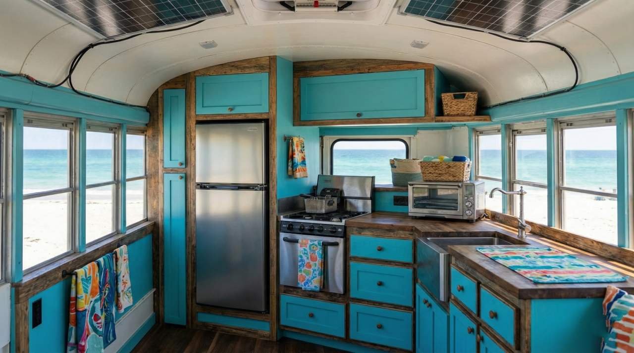 The Tropical Paradise Beach Bus interior