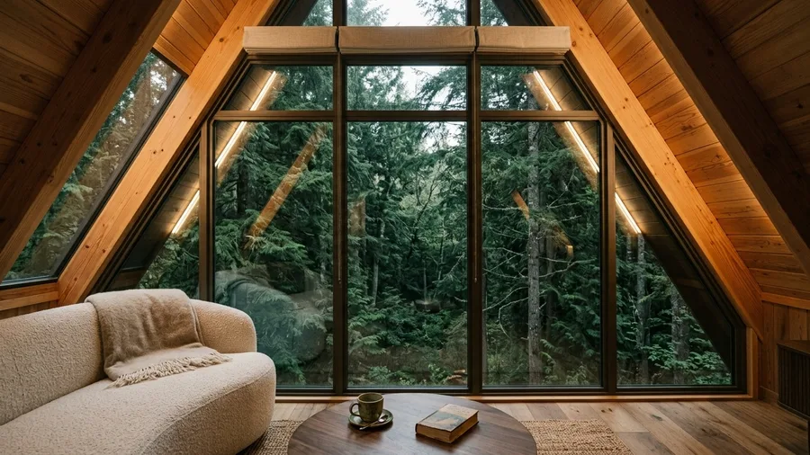 Floor-to-Ceiling Triangular Glass Gable