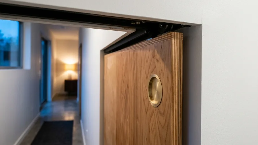 Custom Plywood Pocket Bathroom Door