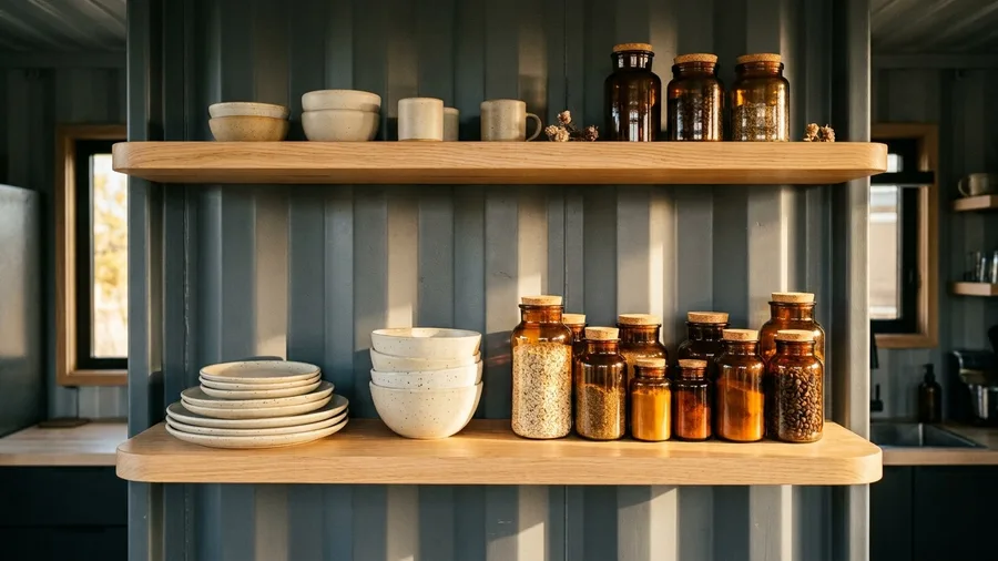 Warm Timber Kitchen Open Shelving