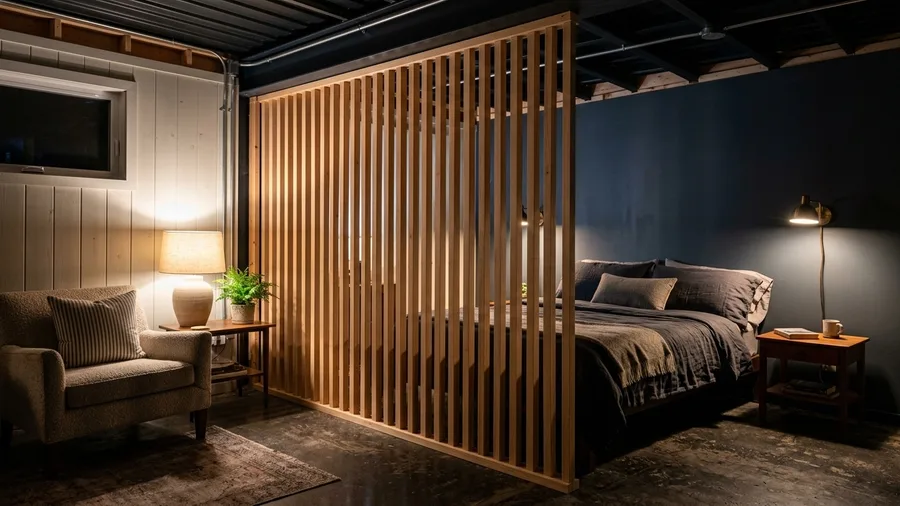 Slatted Wood Room Divider Screen