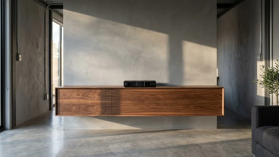 Custom Walnut Floating Media Console