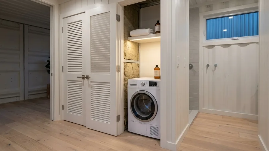 Compact Stacked Laundry Alcove