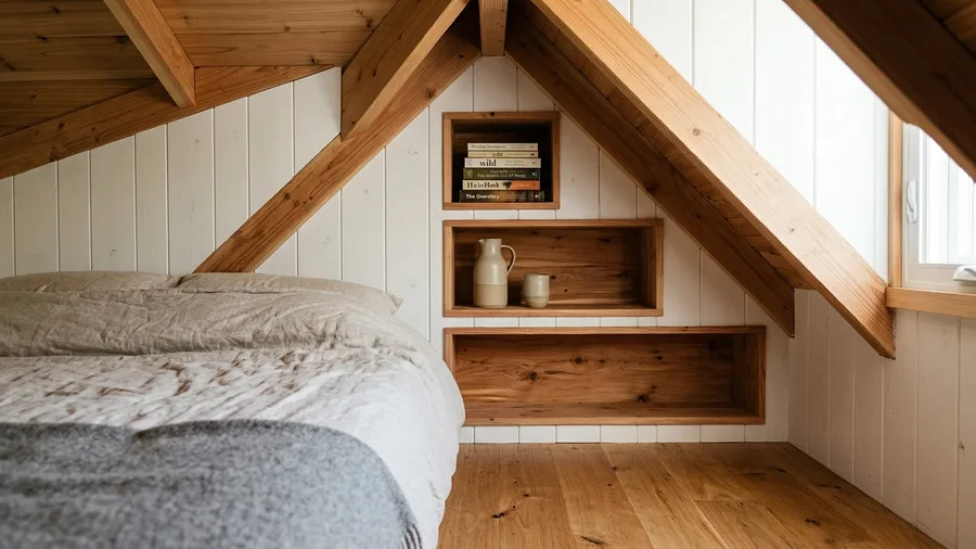 Recessed Knee-Wall Cubbies Hide Nighttime Clutter