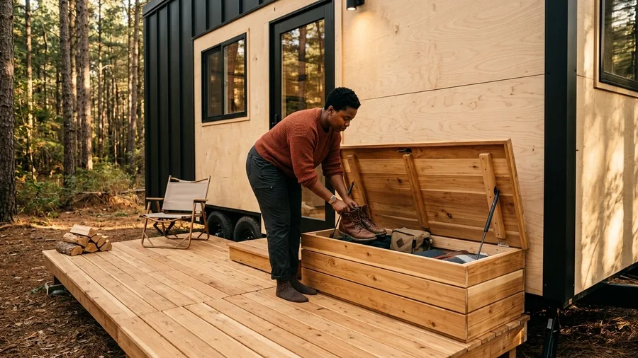 Hidden Storage Bench Fold-Down Porch