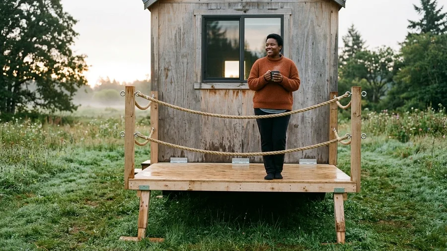 Budget Plywood Drop Porch with Rope Railings