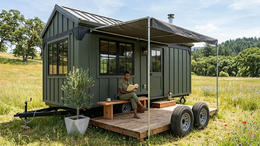 Awning-Style Side Porch with Canvas Canopy