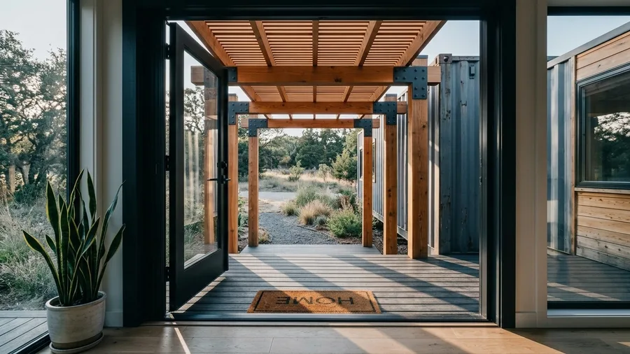 Integrated Timber Pergola Entry Porch