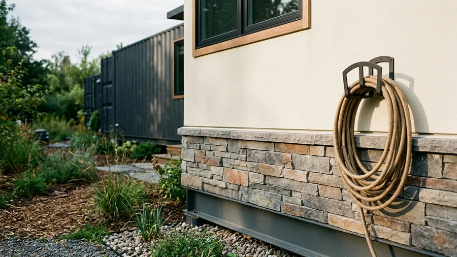 Stone Veneer Base with Stucco Upper Walls