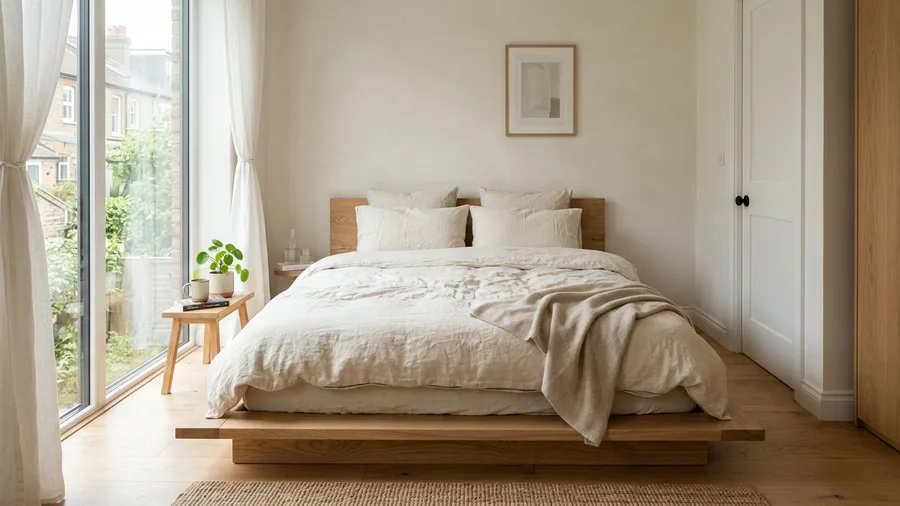 Low-Slung Platform Bed in Raw Oak