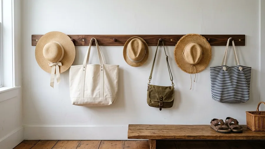 Solid Walnut Peg Rail Organizer