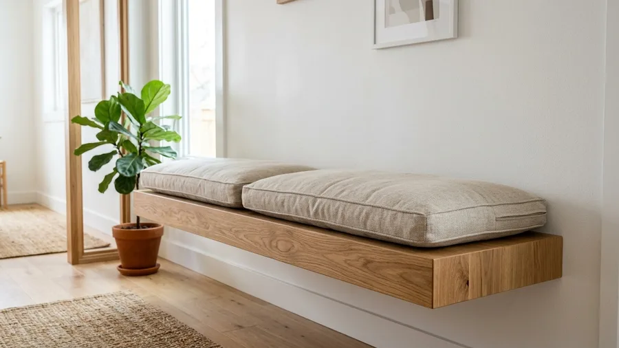 Built-In Floating Oak Bench Seating