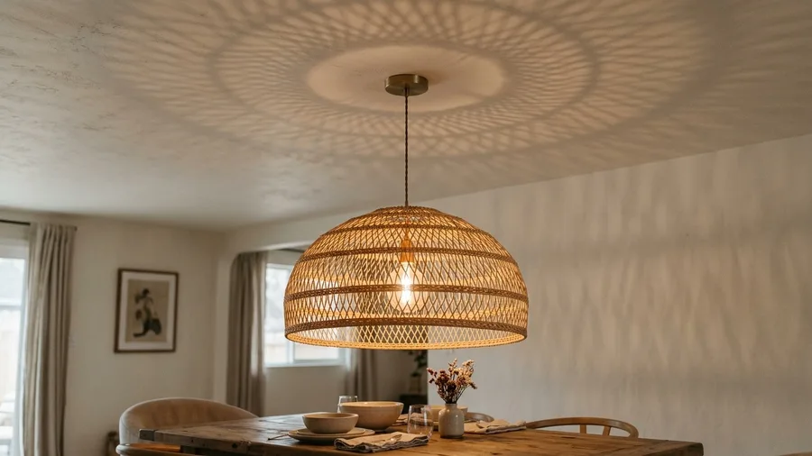 Woven Rattan Pendant Light Fixture