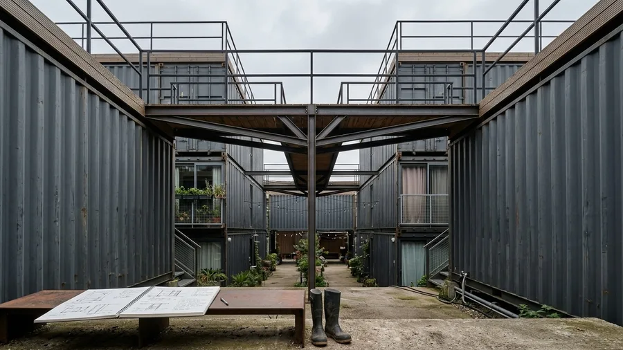 Multi-Container Courtyard with Bridge Deck