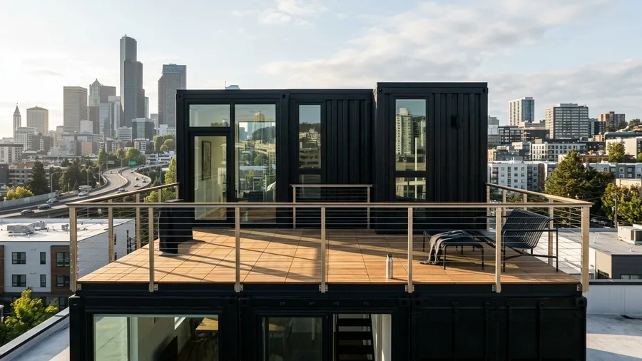 Modern Black Steel Container Sky Lounge