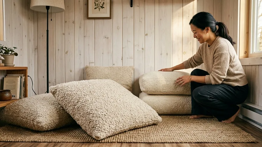 Boucle Floor Cushions for Overflow Guests