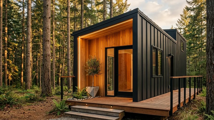Matte Black Standing Seam with Cedar Porch