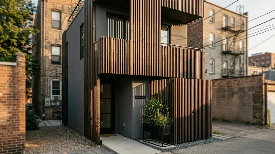 Dark Wood Slat Privacy Screens