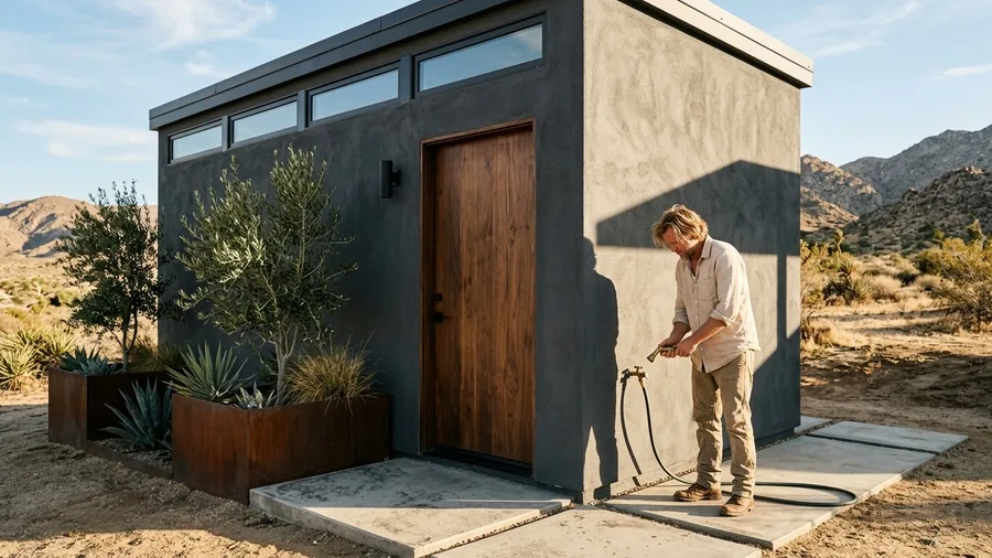 Sleek Dark Stucco Finish