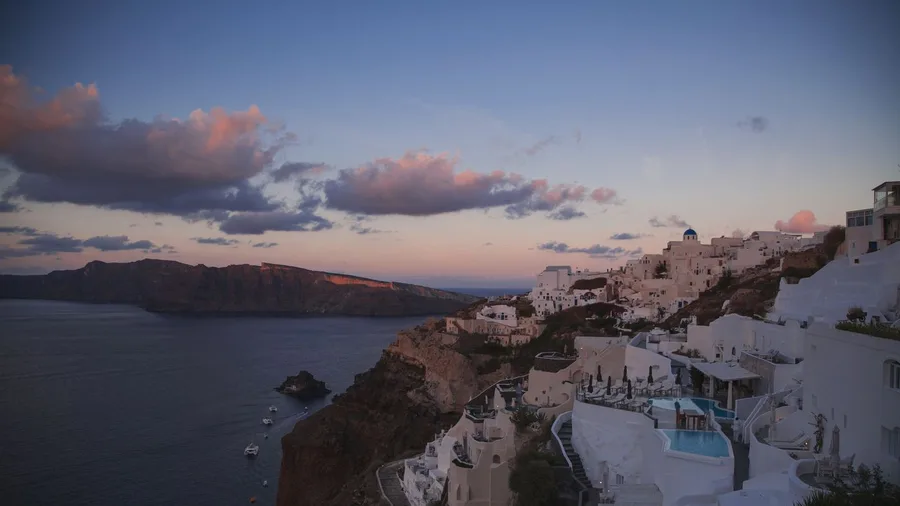 Santorini, Greece: Caldera Rim at Dusk