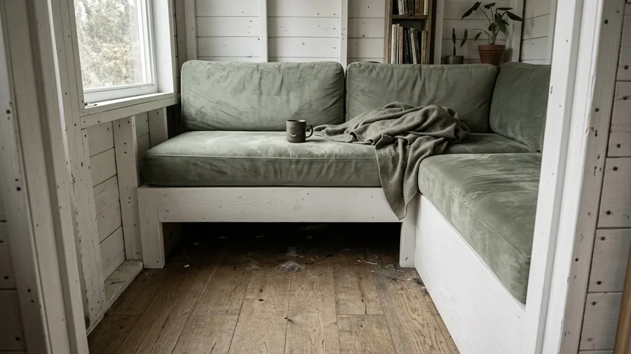 Built-in upholstered furniture consumes precious square footage