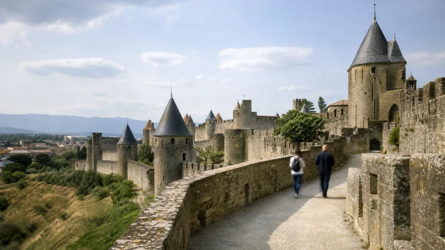 Carcassonne Commands a Massive Double Wall
