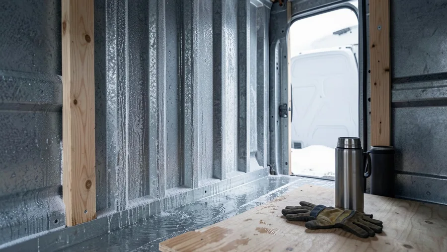 Unbroken metal ribs create severe interior condensation trails