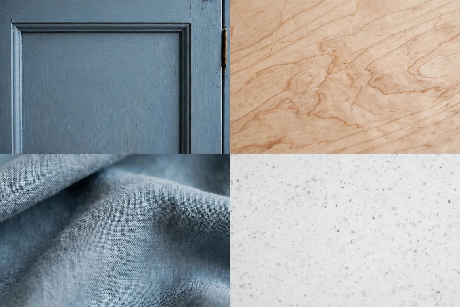 Dusty blue and light maple motorhome detail collage