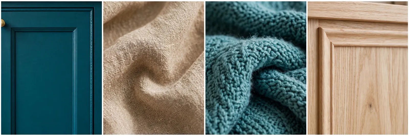 Teal and warm sand motorhome detail collage