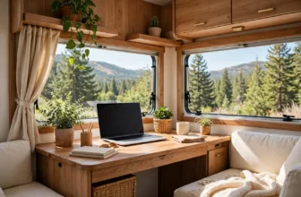 19+ RV Workspace and Desk Setups for Working on the Road - featured image