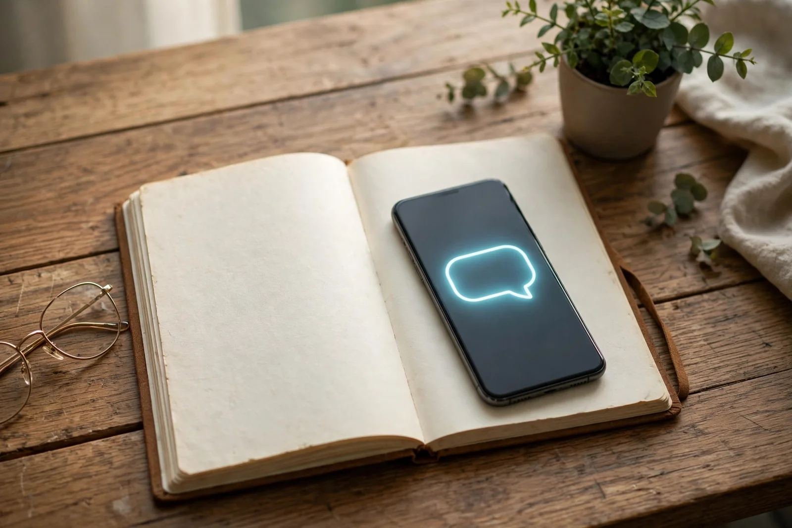 One smartphone on a notebook, the single chatbot to install first